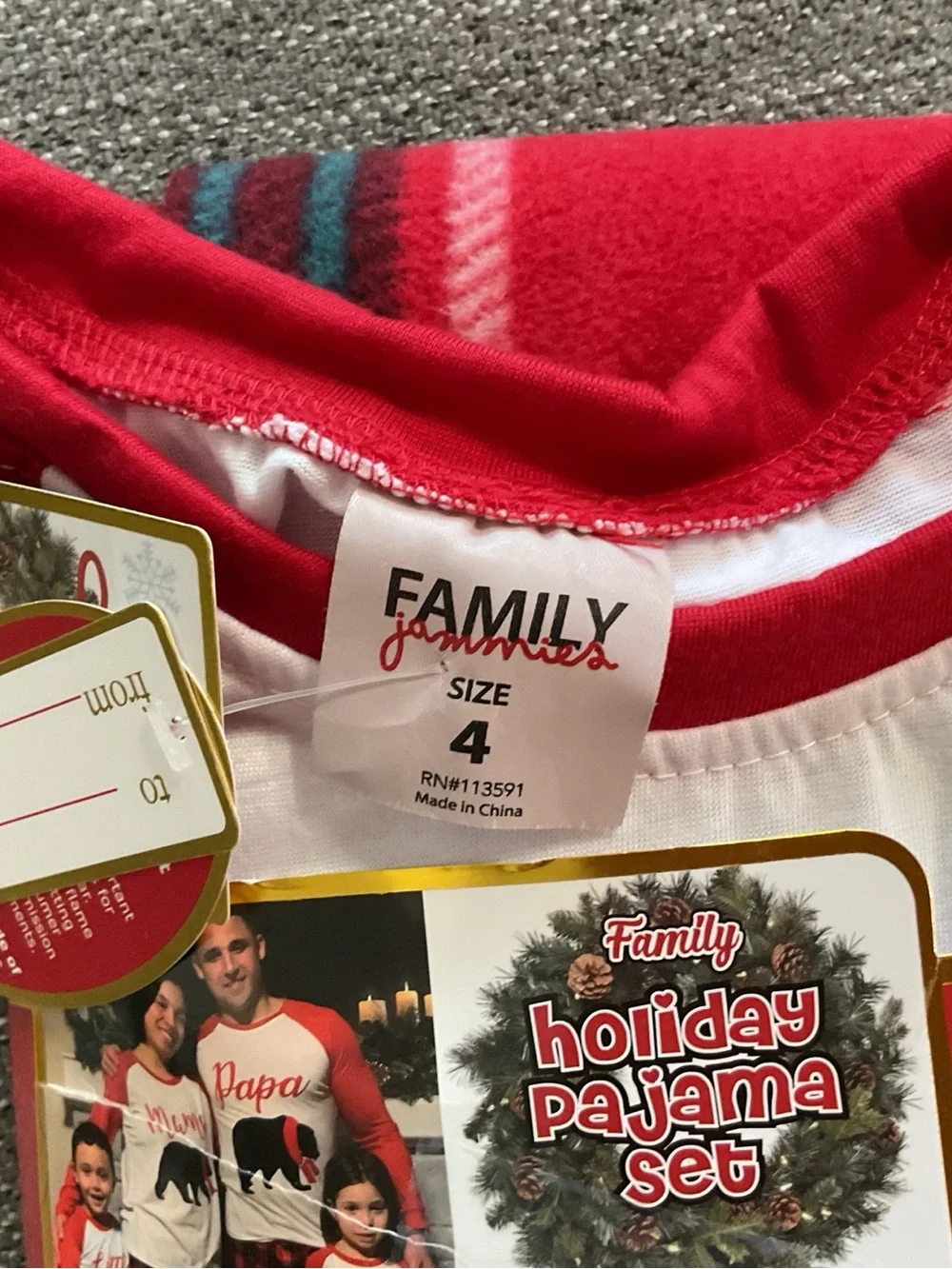 Holiday Little Bear Red & White Kids Pajama Top - Size 4